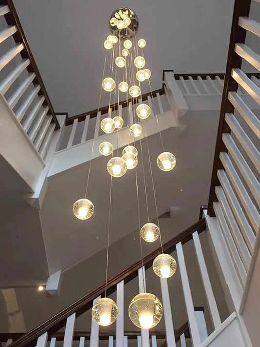Modern Spiral Crystal Ball Staircase Pendant Chandelier - Decorbites