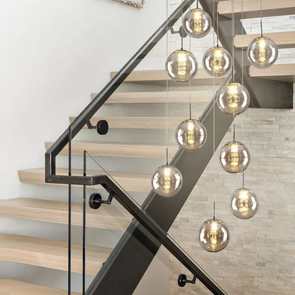 Modern Spiral Glass Ball Pendant Chandelier