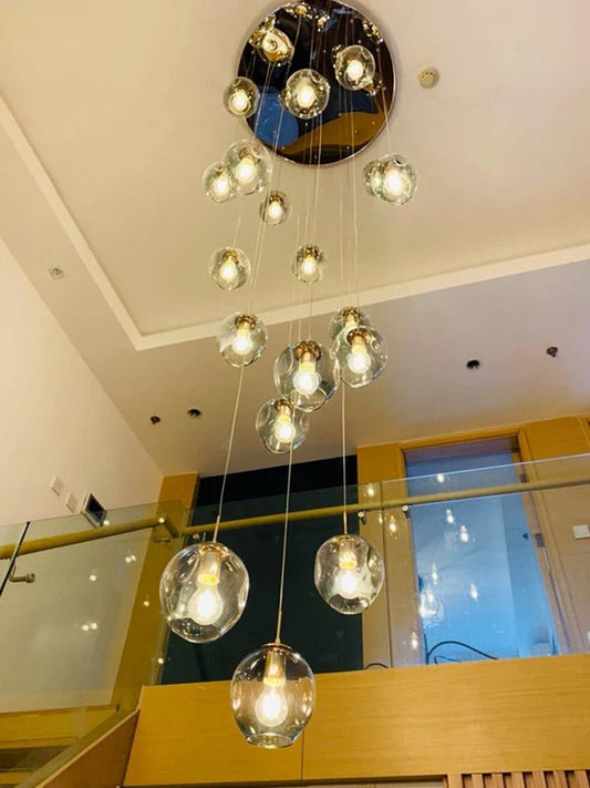 Modern Spiral Staircase Crystal Globe Pendant Chandelier - Decorbites