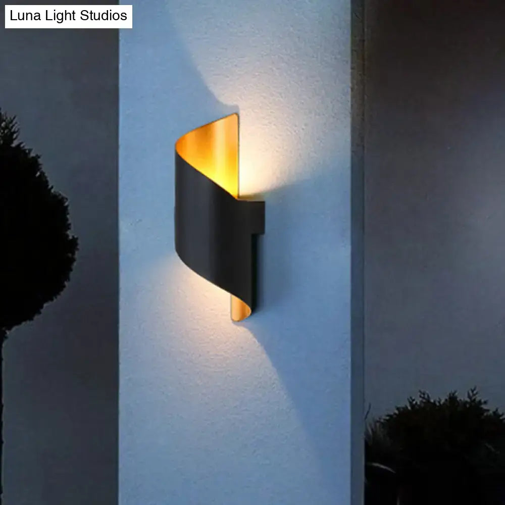 Modern black and gold curved wall sconce with sleek minimalist design direct wired electric for stylish lighting