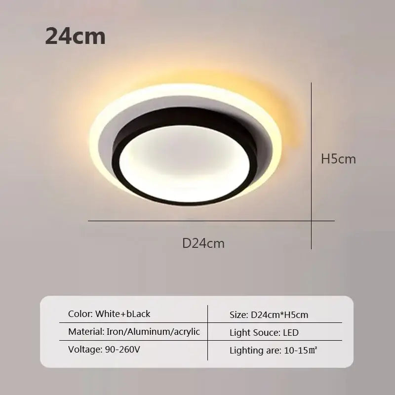 Modern square black led ceiling light with circular design made of iron aluminum and acrylic for bedroom decorbites led ceiling