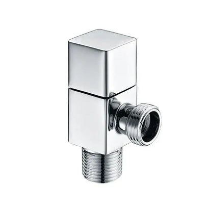 Chrome-finished square-shaped brass black angle valve with threaded connections for bathroom water control decorbites brass black