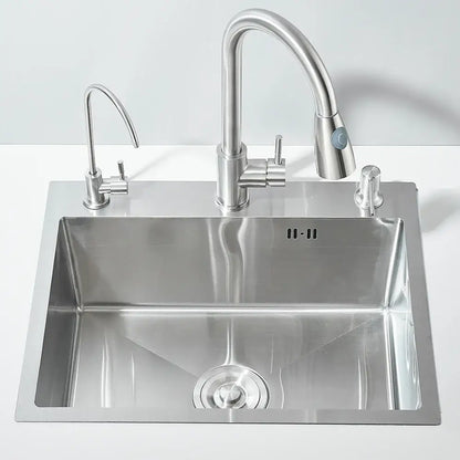Modern stainless steel 55x45cm undermount kitchen sink kit with sleek faucet and side-mounted water filter