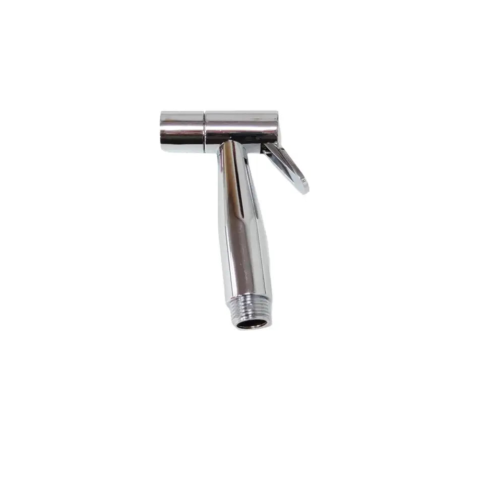 Chrome finished handheld shower nozzle with integrated trigger in modern stainless steel decorbites bidet washbasin mixer set