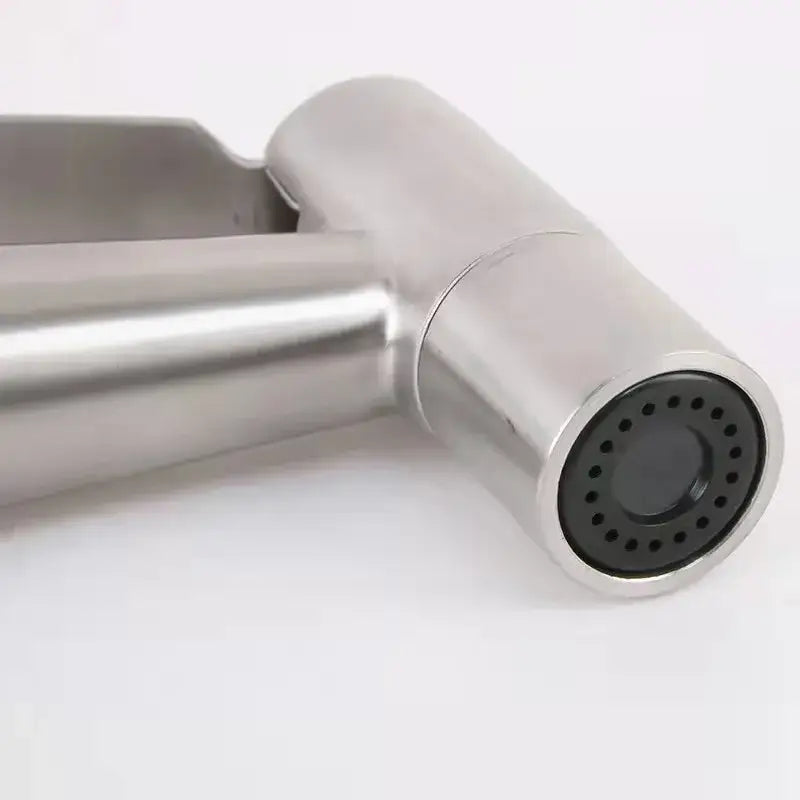 Modern stainless steel bidet washbasin mixer set with a black perforated kitchen sprayer nozzle for decorbites bidet washbasin