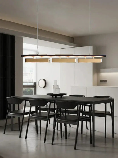 Modern stainless steel pendant lamp with decorbites brushed gold rectangular panels for dining room decor