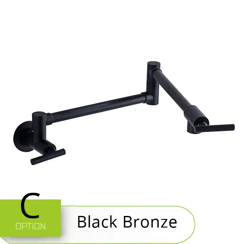 Black bronze adjustable wall-mounted shower arm with sleek matte finish complementing decorbites double joint spout kitchen faucet