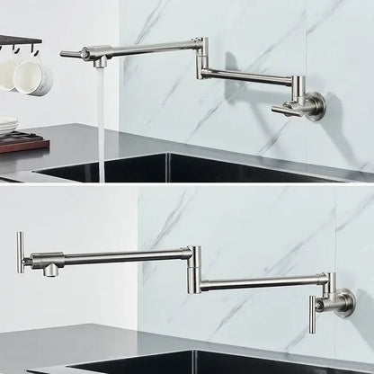 Modern stainless steel double joint spout kitchen faucet with extendable spout and dual-handle decorbites double joint design