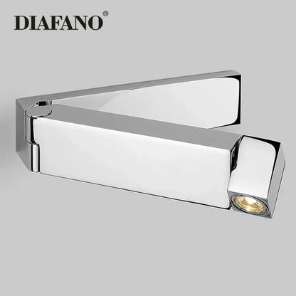 Chrome-finished diafano stainless steel modern wall light with integrated spotlight for decorbites led bedside wall use