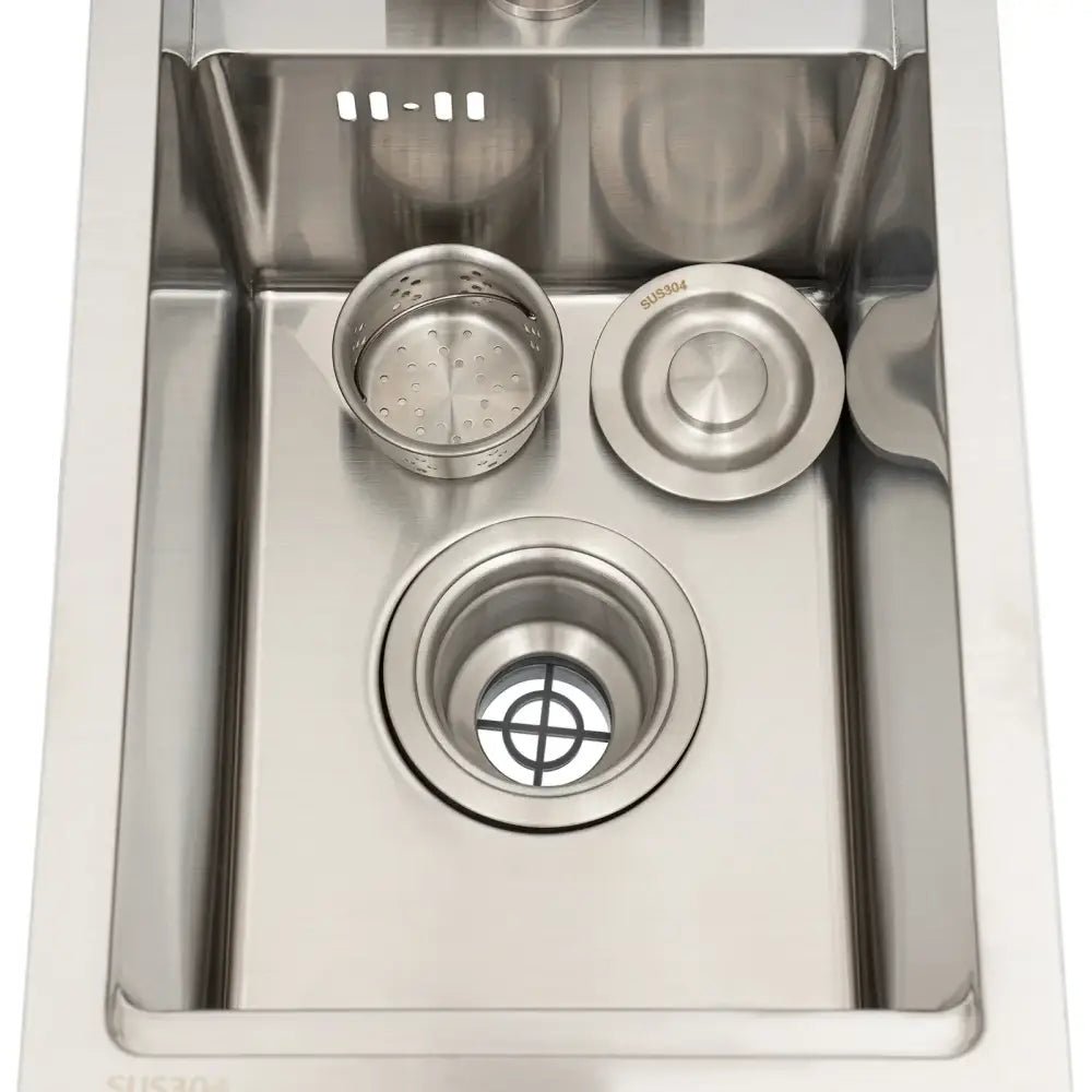 Modern stainless steel single bowl hidden kitchen sink with faucet - Decorbites