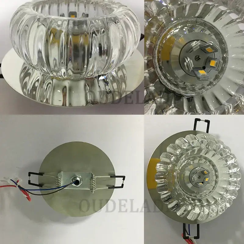 Modern sunburst decorbites crystal LED ceiling light with clear fluted glass and metallic flush mounting hardware for living room