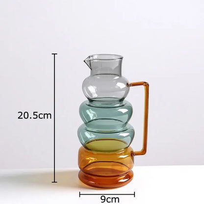 Modern teal amber bubble glass vase with stacked layers and orange handle for living room decorbites bubble glass hydroponics pot