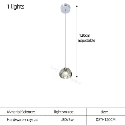 Modern teardrop crystal led chandelier with crystal-encrusted spherical shade and chrome ceiling mount for living room decorbites crystal led