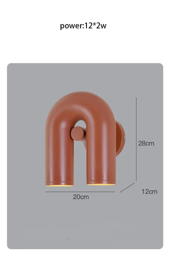 Modern terracotta led u-shaped wall lamp with sleek minimalist design ideal for living room staircase lighting