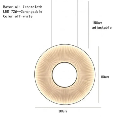 Off-white dix heures round fabric pendant light with ribbed iron design and adjustable height for dining room use