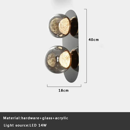 Modern double-sphere glass ball sconce lamp with frosted globes and metallic hardware for bedroom aisle decorbites decor