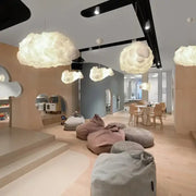 Soft off-white fabric decorbites cloud chandelier pendant lights with textured modern design for bedroom decor