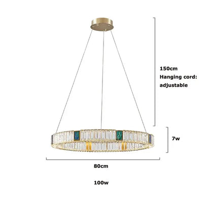 Modern three tier crystal golden led ring chandelier with emerald green and clear crystals for elegant dining room decorbites golden led