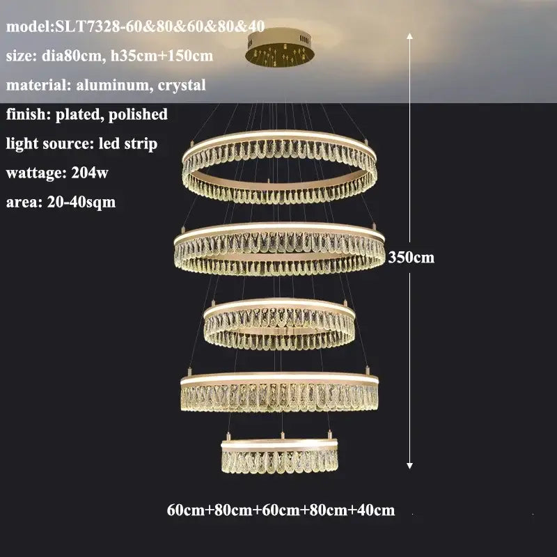 Modern three tier gold crystal led chandelier with polished gold plating and cascading crystal droplets for dining room decorbites modern crystal lighting