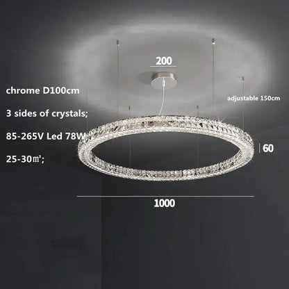 Modern three tiered decorbites crystal led chandelier with chrome finish and three crystal sides for living room decor