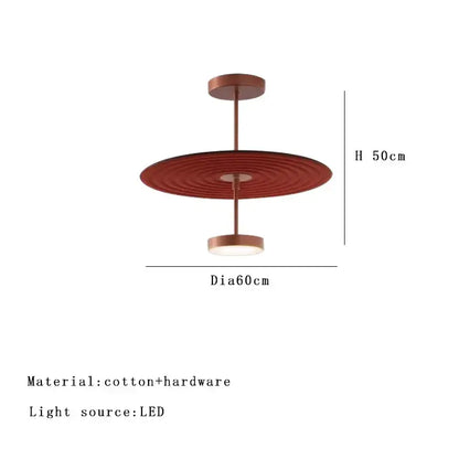 Modern tiered cotton round led pendant lights with copper metal frame and concentric rings for bedroom decorbites decor