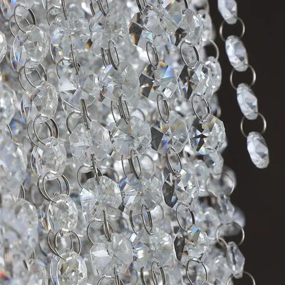 Clear faceted crystal beads on silver chains in a modern tiered decorbites colorful crystal chandelier for staircase