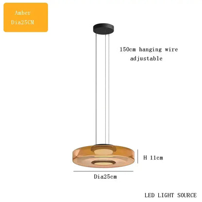 Amber-colored modern tiered glass pendant light with sleek design and LED light source for kitchen island decorbites bohemia glass