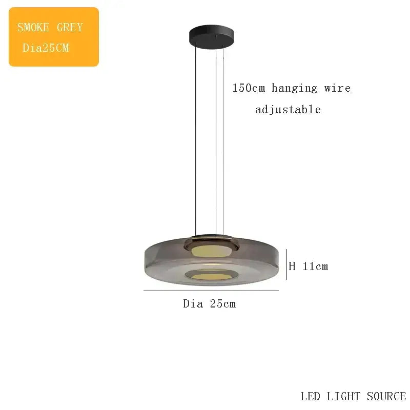 Smoke grey decorbites bohemia glass pendant light with sleek modern design and led light for kitchen island dining table