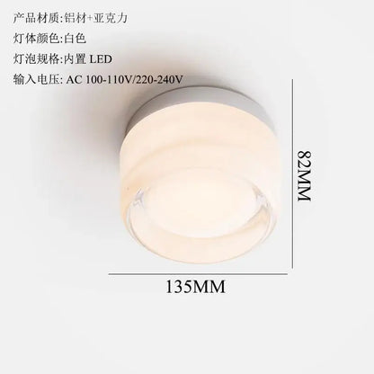Modern translucent dimple potato chip wall lamp with white cylindrical frosted acrylic diffuser and aluminum frame