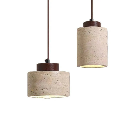 Modern Travertine Stone Pendant Light In Beige - Decorbites