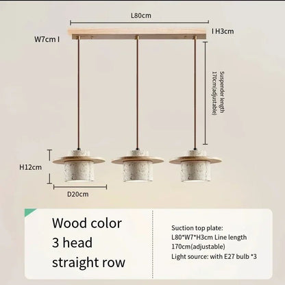 Modern Travertine Stone Pendant Light With Walnut Accent - Decorbites