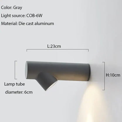 Gray die-cast aluminum wall sconce with sleek angular design and cob-6w light source for modern decorbites led wall use