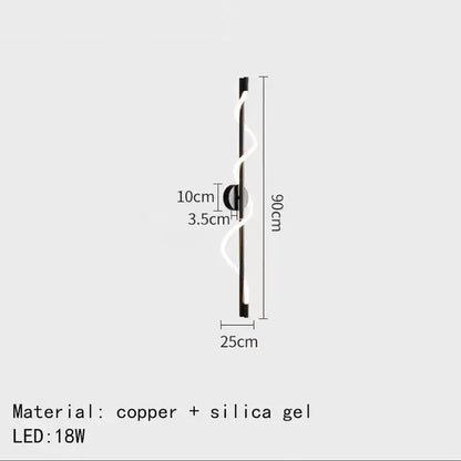 Modern twisted black dimming wall lights with sleek copper frame and glowing white silica gel spiral for bedroom decorbites dimming wall