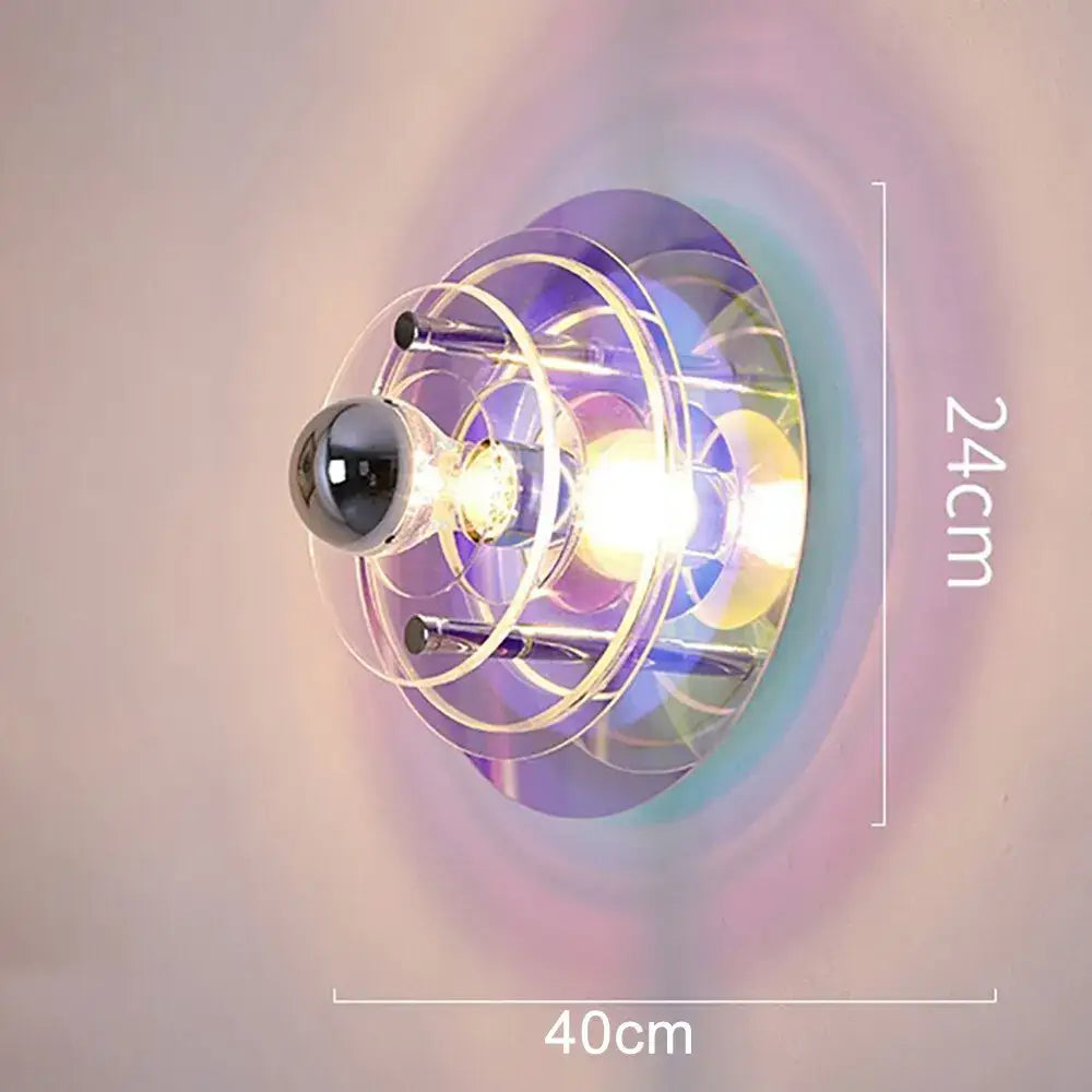 Modern ufo acrylic led wall lamp with transparent globe and metallic rings for elegant living room decorbites led wall lamp