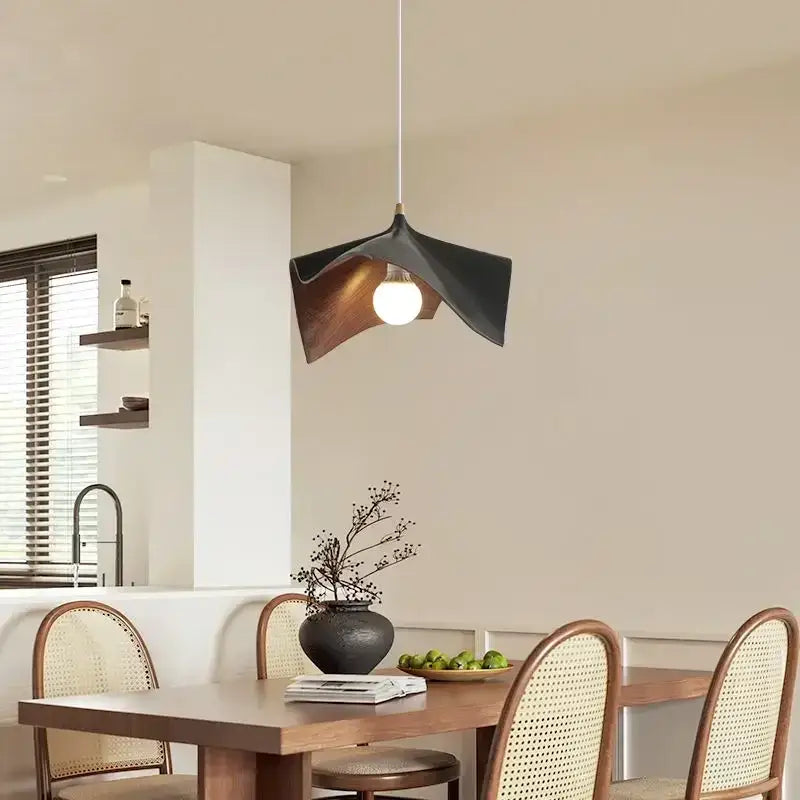 Modern wave black and bronze chandelier pendant light with sculptural wave design for living room illumination