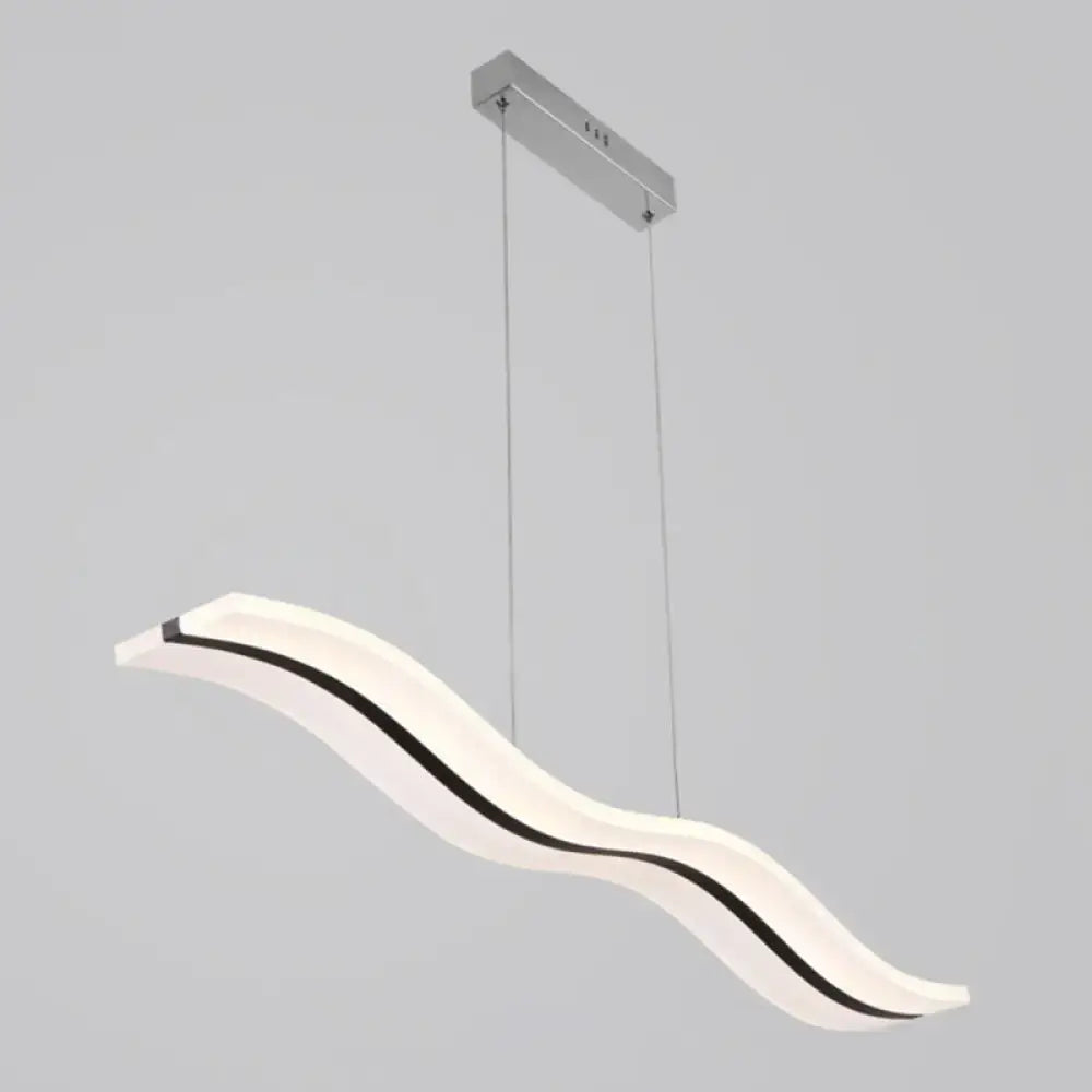 DecorBites™ sleek acrylic led pendant light fixture in white with black accent strip for chic dining ambiance