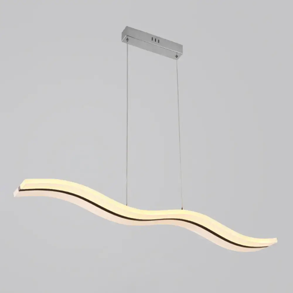 Decorbites sleek acrylic led pendant light fixture with modern wave shape chrome finish and warm ambient glow