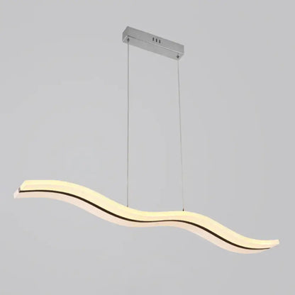 Decorbites sleek acrylic led pendant light fixture with modern wave shape chrome finish and warm ambient glow