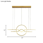 Decorbites™ gold island led pendant light with warm white glow featuring sleek geometric design for dining area
