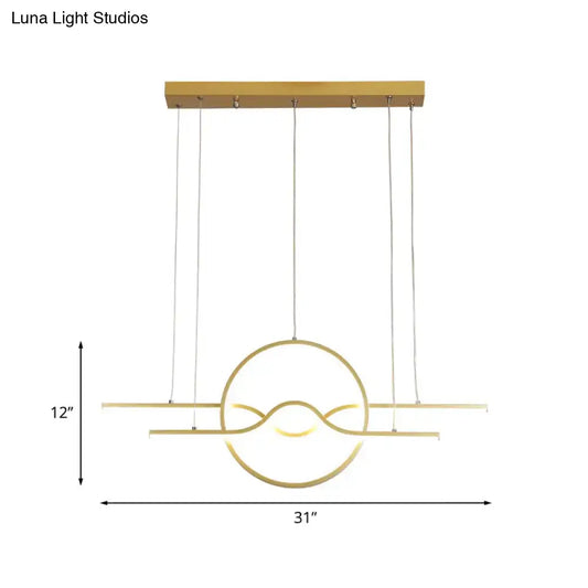 Decorbites™ gold island led pendant light with warm white glow featuring sleek geometric design for dining area