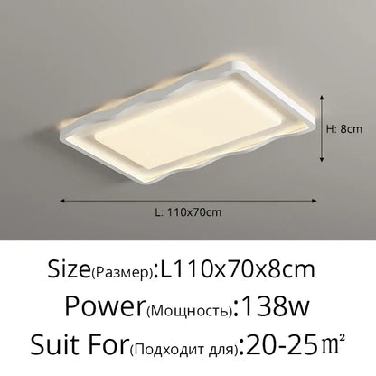 Modern wavy white cream style led ceiling lamp with sleek rectangular design and soft diffused glow for living room decorbites cream style