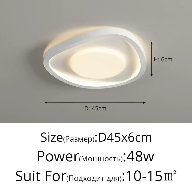 Modern wavy white cream style led ceiling lamp with sleek oval design and soft ambient glow for living room decorbites cream style
