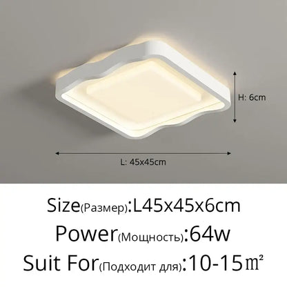 Modern wavy white cream style led ceiling lamp with softly curved frame and warm illumination for living room decorbites cream style