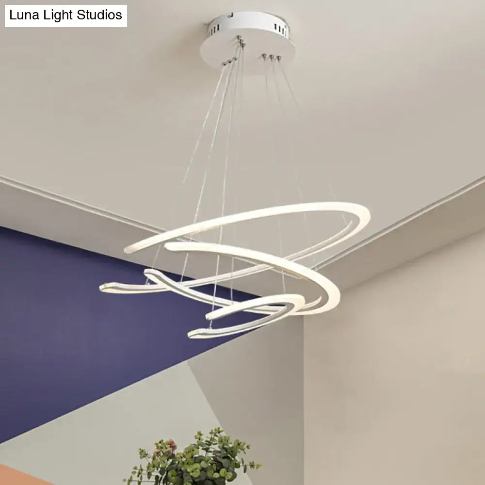 Modern white acrylic led decorbites c ring dining room chandelier with three interlocking rings in warm white light