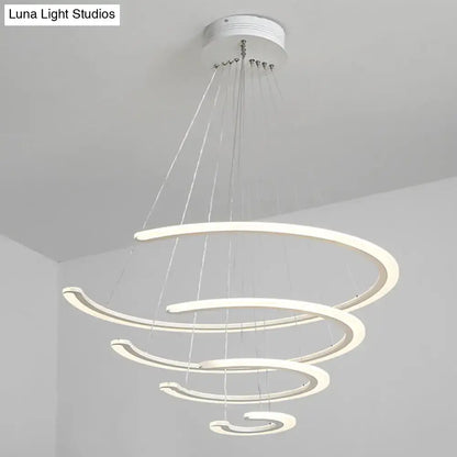 Modern white acrylic led dining room chandelier with sleek concentric rings for ring dining by decorbites