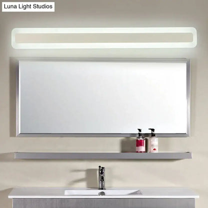Modern white acrylic led vanity light bathroom sconce with sleek silver framed rectangular mirror 110v-120v