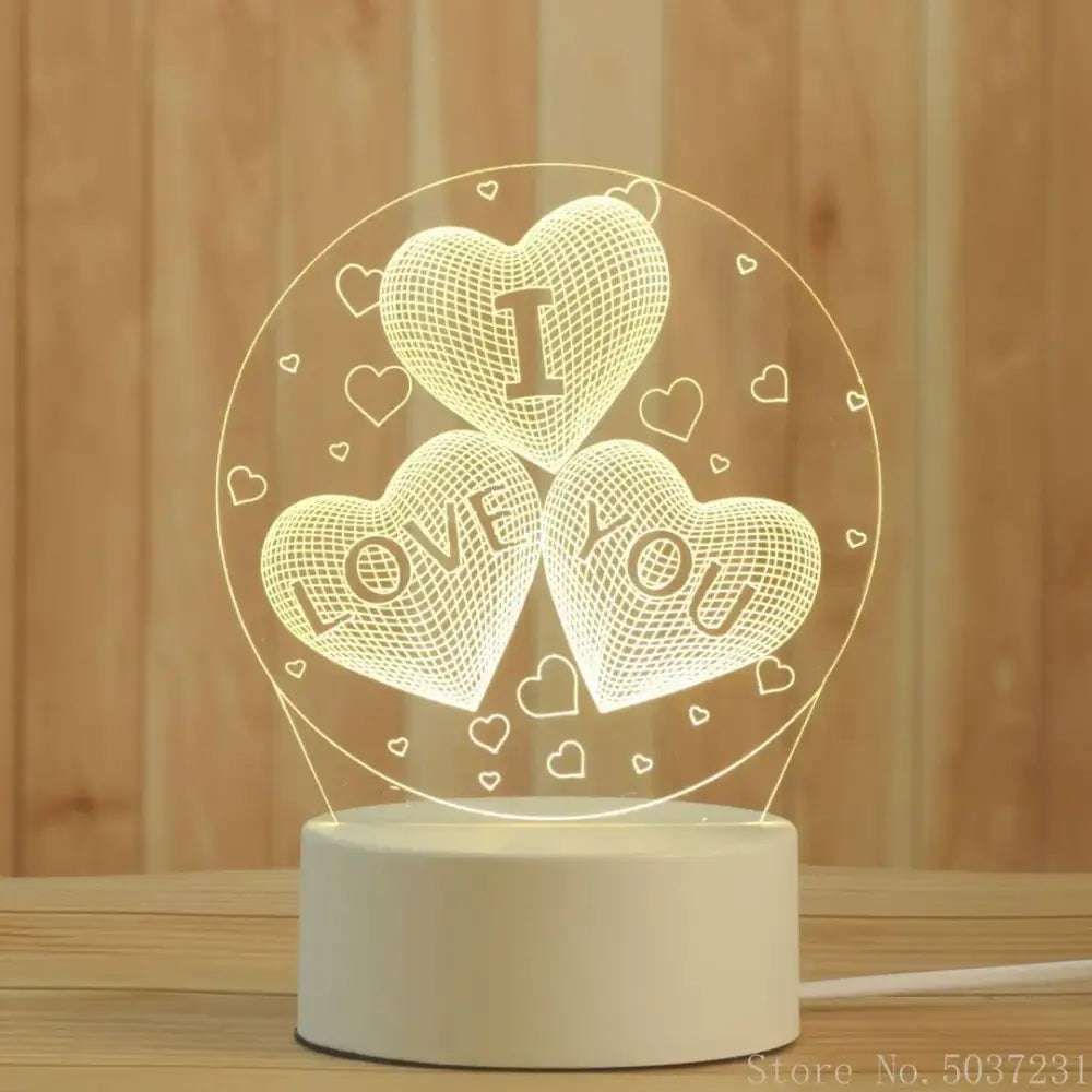 Modern white acrylic night lamp with glowing 3d acrylic hearts and i love you etching for bedroom decorbites 3d acrylic decor