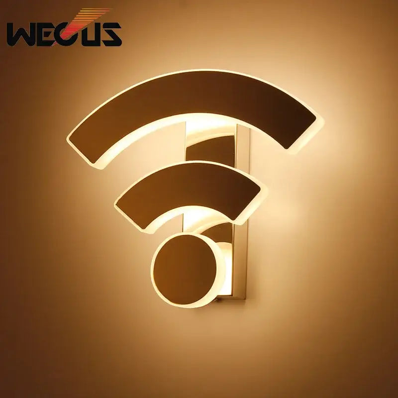 Modern white acrylic wifi wall light with sleek black and white decorbites acrylic wifi design for bedroom wall light decor