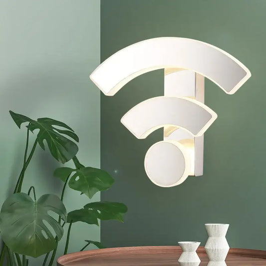 Modern white acrylic wifi wall light shaped like a sleek led wifi symbol for bedroom decorbites acrylic wifi wall light