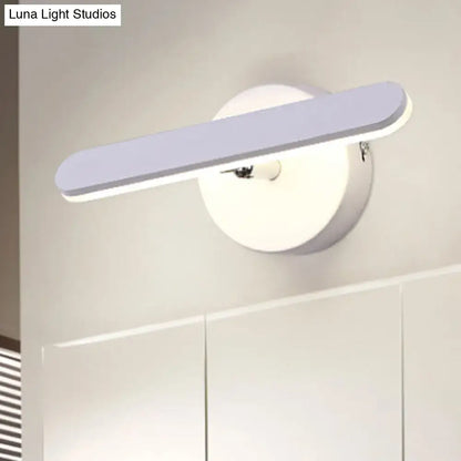 Modern white adjustable led wall sconce with simple style metal design and smooth rounded edges for bedroom use
